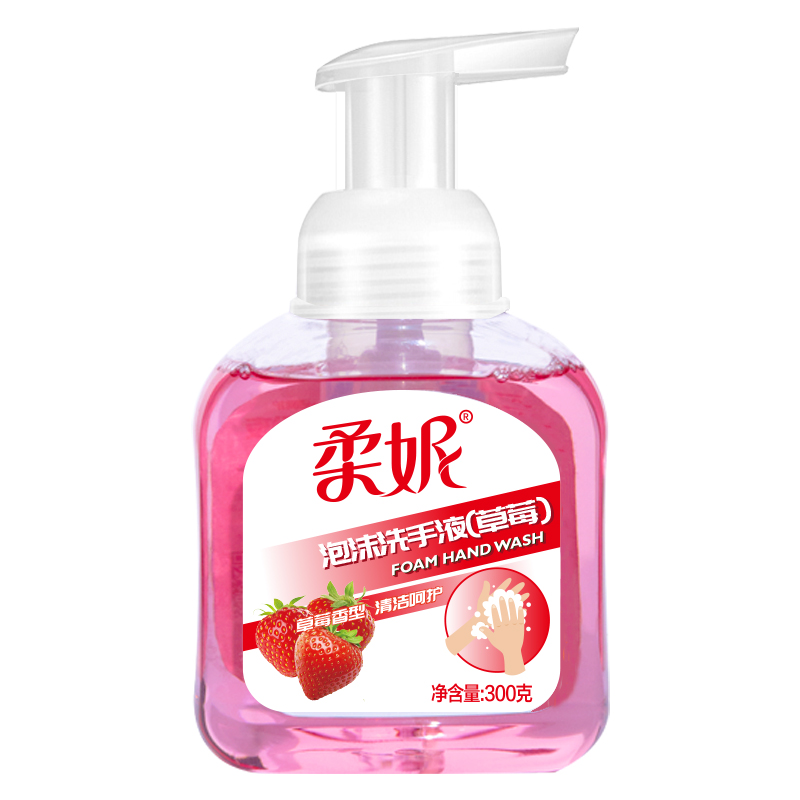 柔妮 泡沫洗手液 草莓香型 300g（计价单位：瓶）红色