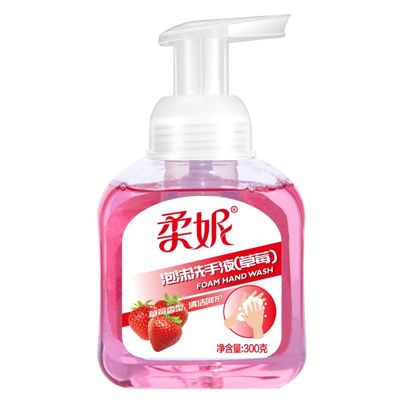 柔妮 泡沫洗手液 草莓香型 300g（计价单位：瓶）红色