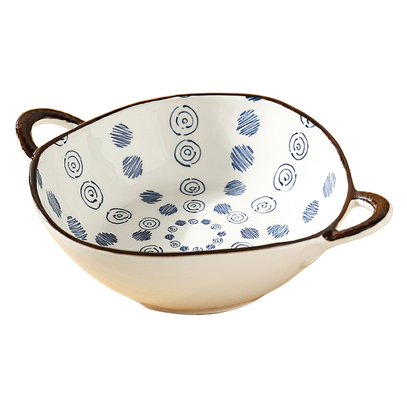 川岛屋日式双耳汤碗大号拉面碗高级感家用陶瓷汤盆面条碗螺蛳粉碗2个（意境）