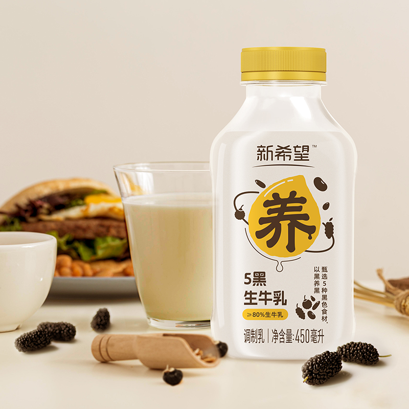 新希望五黑牛乳（低温奶）450ml*5瓶