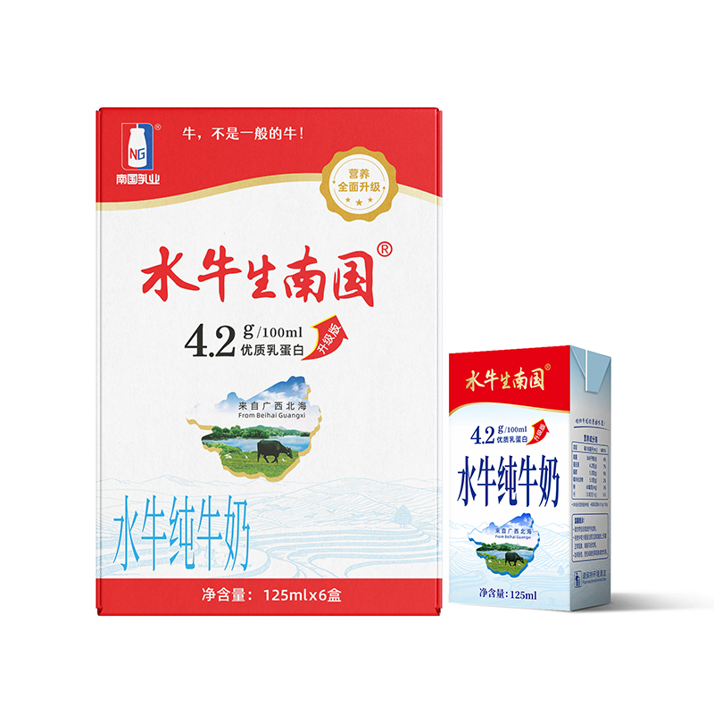 水牛生南国水牛纯牛奶125mL*6盒